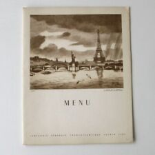 Ancien menu du Paquebot ILE DE FRANCE dimanche 12 juillet 1953 - Statue liberté