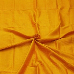 Vintage Orange 100% Pure Silk Handloom Sari Remnant 5YD Craft Fabric Silk Scrap - Picture 1 of 4