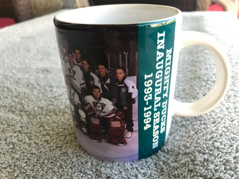 Vintage NHL MIGHTY DUCKS Mug 1993-94 Inaugural Season Disney Anaheim Hockey Cover