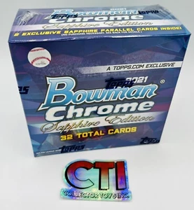 🔥 2021 BOWMAN CHROME SAPPHIRE EDITION BASEBALL BOX - 32 CARDS - 2 PARALLELS🔥 - Picture 1 of 6