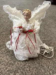 LIGHTED ANIMATED ANGEL TREE TOP TOPPER W MOVING ARMS & WINGS 1994 TELCO VTG - Picture 1 of 12