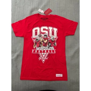 Mitchell & Ness OSU Football Buckeyes Go Bucks T-Shirt Mens Small Red Ohio - Picture 1 of 4