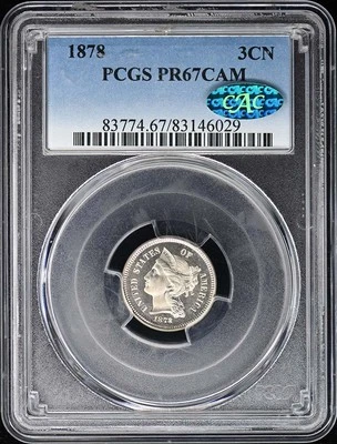 1878 3CN Three Cent Nickel PCGS PR67CAM (CAC) - Image 1 of 4