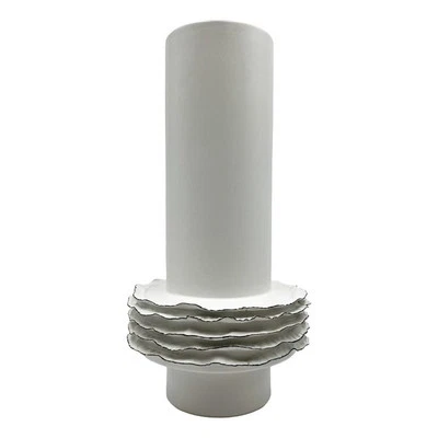Bergamo Art 14 Inch Tall Modern White Ceramic Vase in White Foto 1 de 4