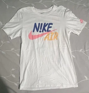 Nike Air Boys T-Shirt Medium White Swoosh Logo Just Do It Graphic Print Art READ - Picture 1 of 4