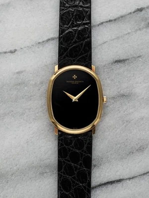 Vintage Vacheron Constantin Ellipse 80s 18K Yellow Gold Black Dial Manual Wind - Image 1 of 4