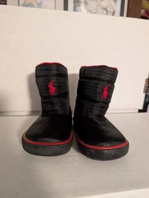 Polo Ralph Lauren Niños Pequeños INVIERNO DAMIEN Botas Negro Y Rojo TALLA 5 Foto 1 de 4