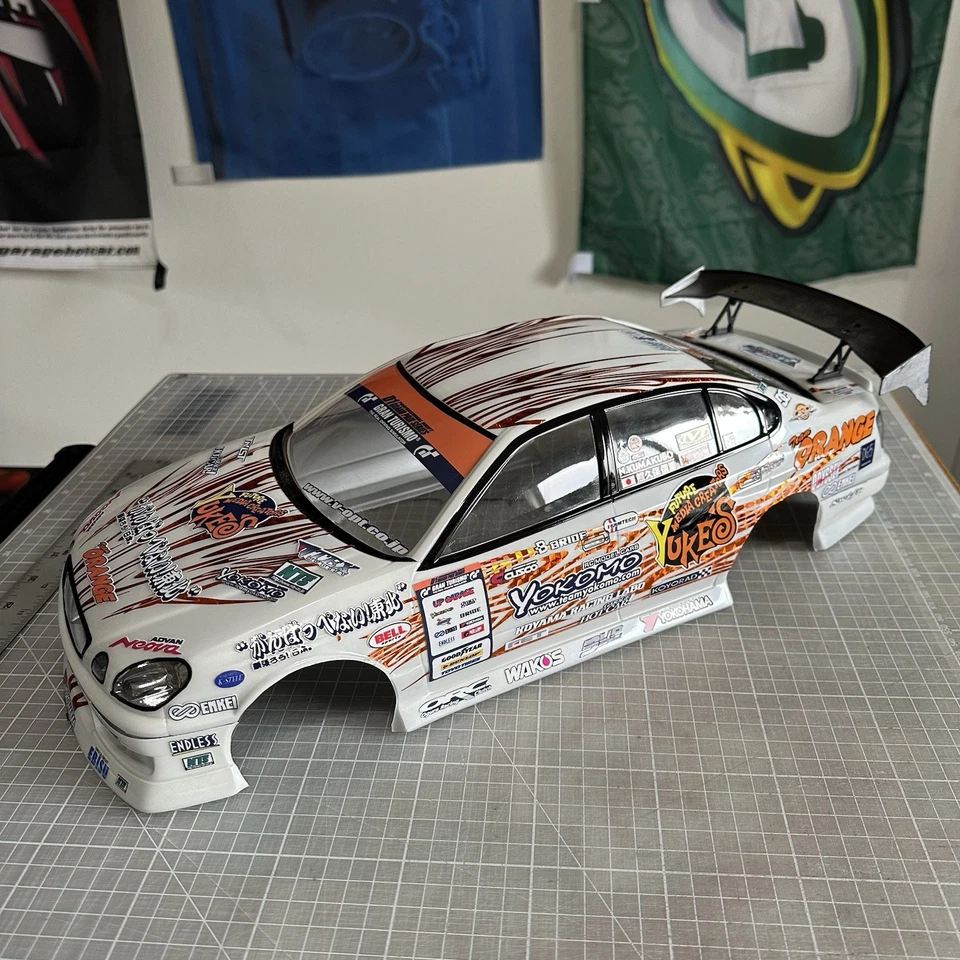 Toyota Aristo Pandora RC Drift Body Painted D1 Team Orange GS300 Yokomo - Image 1 of 4