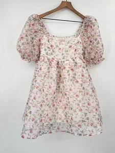Mini Vestido Babydoll Francesca’s Audrey Park Blanco Floral Mediano Pradera Boho - Imagen 1 de 9