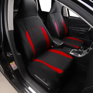 2 piezas fundas de asiento delanteras duraderas de tela de poliéster con respaldo alto negras/rojas aptas para auto - Imagen 1 de 8