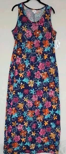 LuLaRoe Dani Sleeveless Tank Floor Length Dress Blue Floral Sz Small - Picture 1 of 5