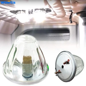 Clear Glass Lens Watermelon 1 Wire 1156 Marker Turn Signal Light White LED Light - Picture 1 of 10