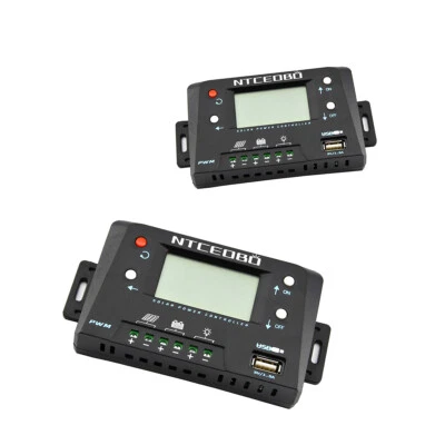 Großes LCD Display 10A Solarladeregler 12V/24V, Doppeltaste, USB Anschluss - Bild 1 von 4