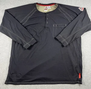 Bulwark FR Shirt Flame Resistant Mens XXL Dark Gray/Blue Henley Oil Gas Workwear - Picture 1 of 15
