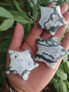 Lotto di 3 stelle di cristallo agata muschio esemplare pietra cristallo - Foto 1 di 4
