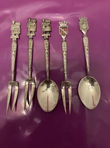 Souvenir Hors D'oeuvres Forks and Collector Spoons - Picture 1 of 12