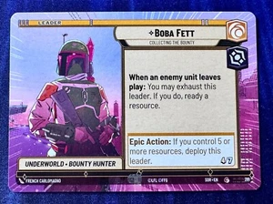 Star Wars Unlimited Spark of Rebellion Boba Fett HYPERSPACE Leader Card - Picture 1 of 2