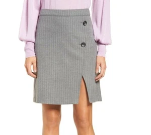 Minifalda halógena 164700 para mujer con detalle de botones a rayas gris pequeña talla 8P - Imagen 1 de 3