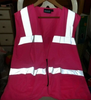 Girl Power at Work hot pink fitted vest with silver reflective stripes size 2xL - Image 1 of 4