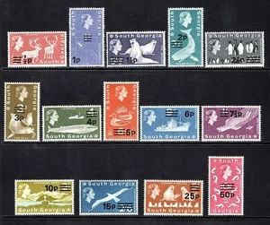 FALKLAND ISLAND DEPENDENCIES 1971 DEFINITIVES  DECIMAL OVERPRINTS SET OF 14 MNH - Picture 1 of 1