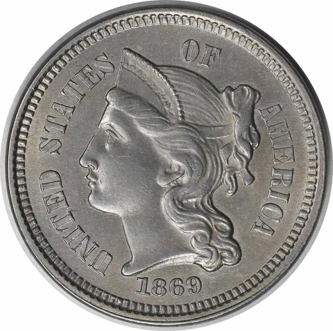 1869 Three Cent Nickel DDR FS-801 Choice BU Uncertified #933 Cover