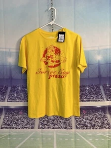 Surfer Boy Pizza Stranger Things Nextflix Graphic Shirt Yellow XXL Junior Flawed - Picture 1 of 8