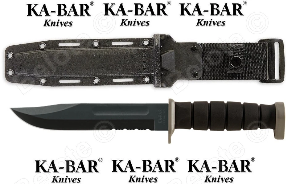 Facas Ka-Bar D2 Extreme serrilhadas + bainha de plástico KaBar 1282 - Imagem 1 de 1