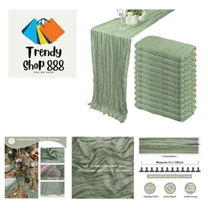 12 Pack 10Ft Cheesecloth Table Runner 35x120 Inch Boho Gauze Table Runner Che... - Picture 1 of 8