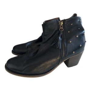 ERIC MICHAEL Black Zip Leather Studded Ankle Booties, Size 39 (US 8.5-9) - Picture 1 of 7