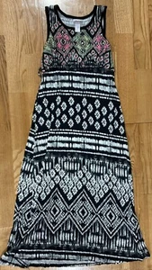 Girl's Justice Black Printed Maxi Dress Size 7 EUC - Picture 1 of 4