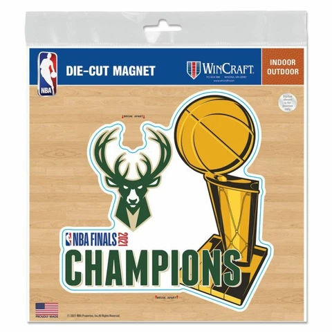 MILWAUKEE BUCKS 2021 NBA CHAMPIONS 6"X6" DIE-CUT MAGNET INDOOR OUTDOOR USE Cover