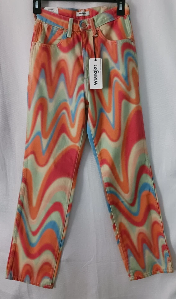 Women Jr's Wrangler Wild West 603 High Rise Straight Rainbow Jean Sz.24X28 TAGS