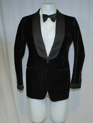 Tom Ford Nuovo Base V Black Polka Dot Velvet One Button Evening Jacket 38R - Image 1 of 4