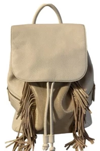 VERA BRADLEY AMY OFF  WHITE AND SHIMMER FRINGE BACKPACK LEATHER NEW W/OUT TAGS - Picture 1 of 9