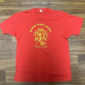 Vtg RARE 80s USMC Marines League Single Stitch Dog T Shirt Bulldog USA Large - Picture 1 of 6