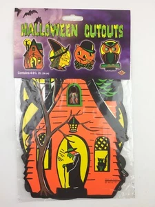 Beistle Retro 4-Pack Halloween Decorations - Vintage Graphic 9" Witch, JOL, Owl - Picture 1 of 7