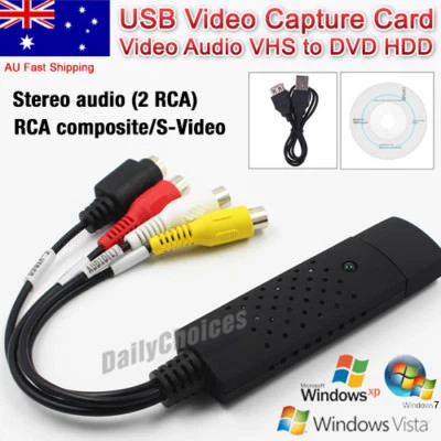 USB 2.0 VHS Tapes Tape to DVD VCR Audio Video Converter Capture Card Adapter PC - image 1 of 4