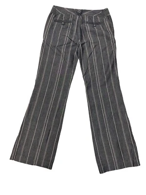 Pantalones CALVIN KLEIN Mezcla de Lino Carbón y Beige Rayas Pierna Ancha Talla 4 Foto 1 de 4