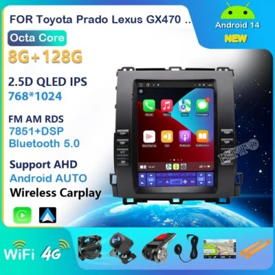 For Lexus GX470 2002-2009 Toyota Prado Car GPS Stereo Radio CarPlay Android 14 - Image 1 of 4