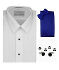 T-shirt smoking, bleu royal cummerbund, cravate nœud, boutons de manchette et clous #937
