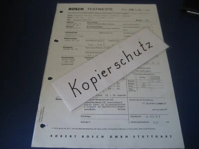 Triumph Spitfire Bj. 1964  orig. Bosch Testwerte-Blatt - Bild 1 von 2