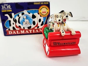 VTG McD's 101 Dalmatians Disney Christmas Figure Dogs in Sleigh Sled Snow Globe - Picture 1 of 5