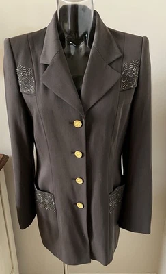 Chaqueta Escada Vintage Marrón Taupe Bordada Talla 34 ~Rara~ Foto 1 de 4