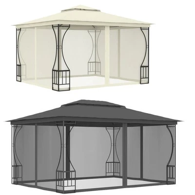 Pavillon Gartenzelt Pergola mit Vorhängen Terrassendach Sonnenschutz 3x4m 3x3m - Bild 1 von 4