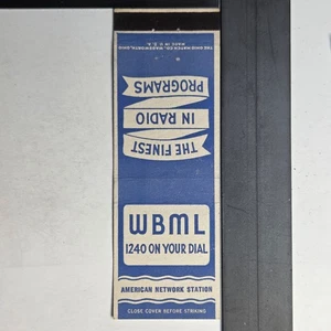WBML Radio 1240 American Network Station Vintage Blue Matchbook - Picture 1 of 3