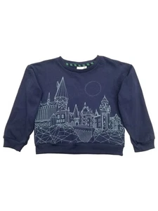 Harry Potter Girls Navy Blue Hogwarts Castle Print Sweatshirt Sweat Shirt M (8) - Picture 1 of 1