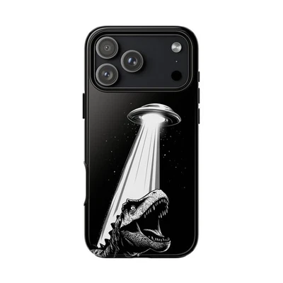 复古 UFO 恐龙绑架 T-Rex - 坚固手机壳 适用于 iPhone、Galaxy、Pixel — 第 1/4 张图片