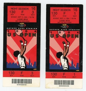 2004 US Open Tennis FULL TICKET X2 ROGER FEDERER Win vs Tim Henman 9/6/04 - Picture 1 of 2