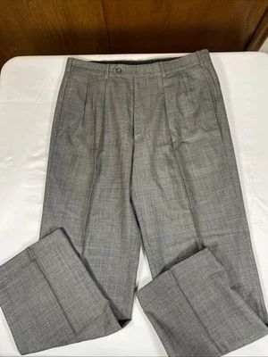 Harold Powell Vintage Wool Pleated, Cuffed Hem Dress Pants 34 Wool Gray Pa - Изображение 1 из 4
