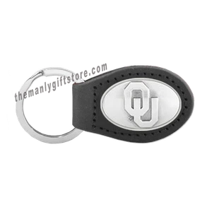 NCAA Oklahoma Sooners  Zep-Pro Leather Concho Key Fob black keychain - Picture 1 of 1